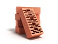 Solid clay bricks used for construction new red brick 3d render on white background Royalty Free Stock Photo
