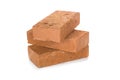 Solid clay bricks used for construction,Old red brick isolated o Royalty Free Stock Photo