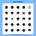 Solid 25 Cloud Technology Icon set. Vector Glyph Style Design Black Icons Set. Web and Mobile Business ideas design Vector Royalty Free Stock Photo