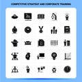 Solid 25 Competitive Strategy And Corporate Training Icon set. Vector Glyph Style Design Black Icons Set. Web and Mobile Business