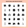 Solid 25 Creative Skills And Creative Process Icon set. Vector Glyph Style Design Black Icons Set. Web and Mobile Business ideas