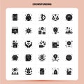 Solid 25 Crowdfunding Icon set. Vector Glyph Style Design Black Icons Set. Web and Mobile Business ideas design Vector