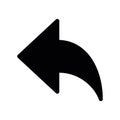 Solid curved back arrow icon for undo, reply, or return actions Royalty Free Stock Photo