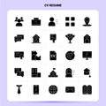 Solid 25 CV Resume Icon set. Vector Glyph Style Design Black Icons Set. Web and Mobile Business ideas design Vector Illustration Royalty Free Stock Photo