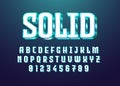 Solid 3d bold metallic font style. Set of alphabet and number for typography effect Modern look gaming style