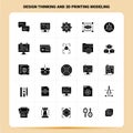 Solid 25 Design Thinking And 3d Printing Modeling Icon set. Vector Glyph Style Design Black Icons Set. Web and Mobile Business