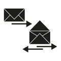 Solid email transfer. Sending message symbol. Digital communication icon. Vector isolated object. Royalty Free Stock Photo