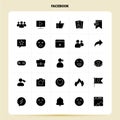 Solid 25 Facebook Icon set. Vector Glyph Style Design Black Icons Set. Web and Mobile Business ideas design Vector Illustration Royalty Free Stock Photo