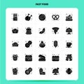 Solid 25 Fast Food Icon set. Vector Glyph Style Design Black Icons Set. Web and Mobile Business ideas design Vector Illustration Royalty Free Stock Photo