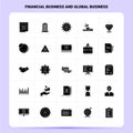 Solid 25 Financial Business and Global Business Icon set. Vector Glyph Style Design Black Icons Set. Web and Mobile Business ideas Royalty Free Stock Photo