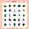 Solid 25 Fine Arts Icon set. Vector Glyph Style Design Black Icons Set. Web and Mobile Business ideas design Vector Illustration Royalty Free Stock Photo