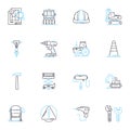 Solid framework linear icons set. Structure, Foundation, Stability, Durability, Dependability, Reliability, Flexibility Royalty Free Stock Photo