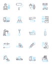 Solid framework linear icons set. Structure, Foundation, Stability, Durability, Dependability, Reliability, Flexibility Royalty Free Stock Photo