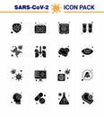 16 Solid Glyph Black Coronavirus Covid19 Icon pack such as dna, test tube, locker, blood test, securitybox