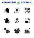 9 Solid Glyph Black Coronavirus Covid19 Icon pack such as protect hands, type, avoid, drop, team Royalty Free Stock Photo