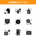 9 Solid Glyph Black Coronavirus Covid19 Icon pack such as protection, hand sanitizer, vacation, hand, cream