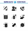 9 Solid Glyph Black Coronavirus Covid19 Icon pack such as securitybox, protection, virus infection, medical, care