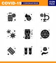 9 Solid Glyph Black coronavirus epidemic icon pack suck as health, covid, platelets, coronavirus, virus