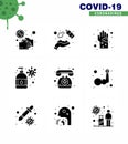 9 Solid Glyph Black viral Virus corona icon pack such as hand wash, hygiene, hands spray, hand, dirty