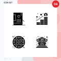4 Solid Glyph concept for Websites Mobile and Apps bucket, waffle, development, increase, fast food