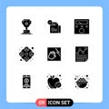 User Interface Pack of 9 Basic Solid Glyphs of clean, work, features, users, people