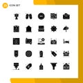 Solid Glyph Pack of 25 Universal Symbols of dead, web, bio, development, power