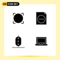 4 User Interface Solid Glyph Pack of modern Signs and Symbols of omni, peas, crypto coin, file, device