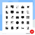 Modern Set of 25 Solid Glyphs Pictograph of social, engagement, keyboard, customer, arrow