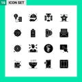 16 Solid Glyph concept for Websites Mobile and Apps star, event, flowchart, christmas, database Royalty Free Stock Photo