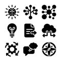Solid glyph icon set for innovation technology and business strategy Royalty Free Stock Photo