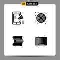 Solid Glyph Pack of Universal Symbols of advertisement, education, mobile, success, barcode