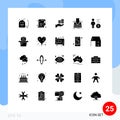 Solid Glyph Pack of 25 Universal Symbols of article, money, statistic, guardar, economy Royalty Free Stock Photo