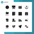 Solid Glyph Pack of 16 Universal Symbols of backup, cancer day, keyboard, hands, screen