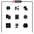 Solid Glyph Pack of 9 Universal Symbols of ball, document, job, data, content