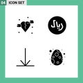 Solid Glyph Pack of 4 Universal Symbols of break, decoration, sic, money, egg