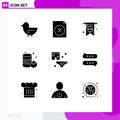 Pack of 9 Modern Solid Glyphs Signs and Symbols for Web Print Media such as bubble, night, easter, love, vegetable