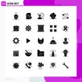 Solid Glyph Pack of 25 Universal Symbols of buzz, cloud, construction worker, archive, cd