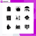 Solid Glyph Pack of 9 Universal Symbols of career, fly, gdpr, wallpaper, brusher Royalty Free Stock Photo