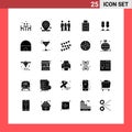 Solid Glyph Pack of 25 Universal Symbols of celebration, full, medical, battery, partners