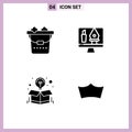 Solid Glyph Pack of 4 Universal Symbols of clean, idea, tools, computer, offer