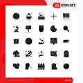Solid Glyph Pack of 25 Universal Symbols of construction, architectural, water park, winter, holiday Royalty Free Stock Photo
