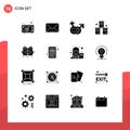 Solid Glyph Pack of 16 Universal Symbols of destiny, product, mars, packaging, logistic Royalty Free Stock Photo