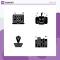 Solid Glyph Pack of 4 Universal Symbols of digital, india, pharmacy, scary, history