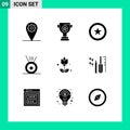 Solid Glyph Pack of 9 Universal Symbols of engineering, reapair, coin, present, bouquet
