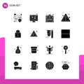 Pictogram Set of 16 Simple Solid Glyphs of lock, sign, laptop, risk, alert Royalty Free Stock Photo