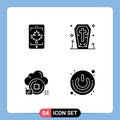 Solid Glyph Pack of 4 Universal Symbols of mobile, processor, leaf, ghost, data