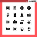 Solid Glyph Pack of 16 Universal Symbols of pie, user, movis, line, basic
