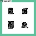 Solid Glyph Pack of 4 Universal Symbols of presentation, team, report, collaboration, data