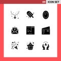 Solid Glyph Pack of 9 Universal Symbols of seo, bookmark, furniture, mail, money Royalty Free Stock Photo