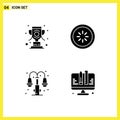 Solid Glyph Pack of Universal Symbols of sport, city, winner, connection, light